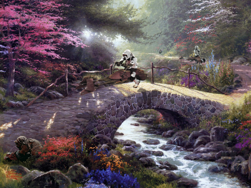 Illustration for article titled Thomas Kinkade's cottage paintings upgraded with Star Wars